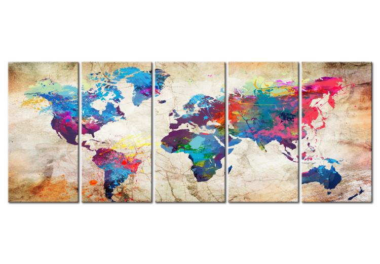 Canvas Print World Map: Colourful Ink Blots