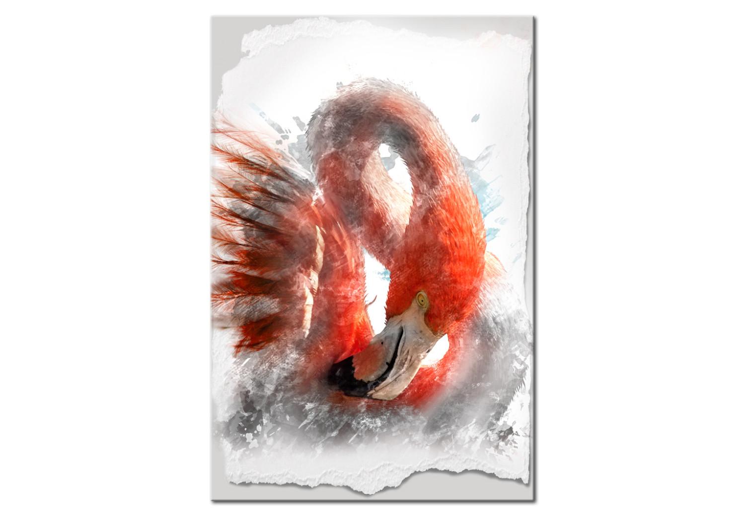 Canvas Red Flamingo (1-piece) - Majestic Bird on a White Background