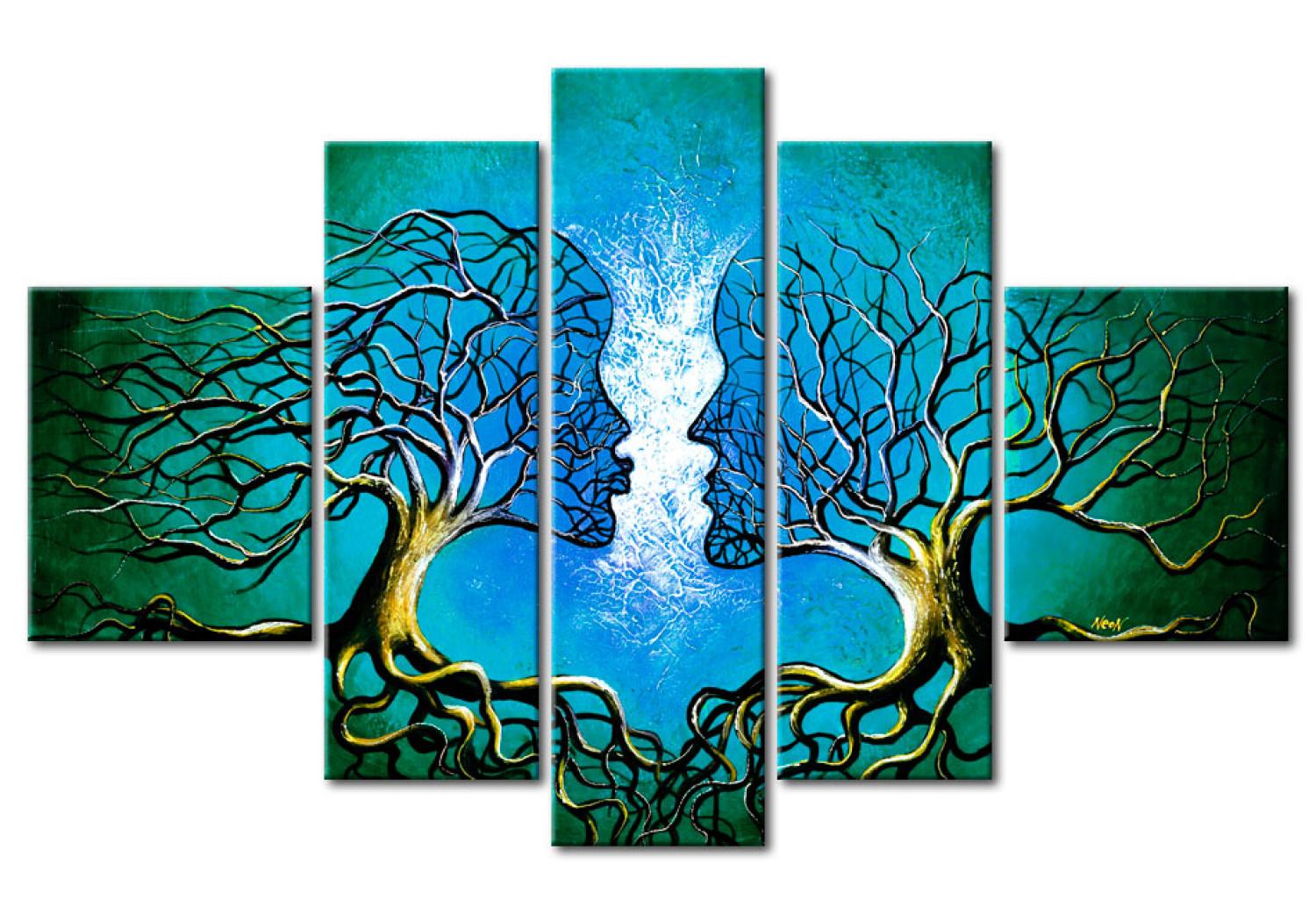 Canvas Magical Kiss (5-piece) - Love Blossoming Amidst Trees