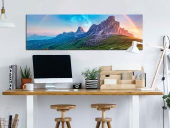 Canvas Summer in the Alps (1-piece) - Rainbow and Sky over Mountain Landscape