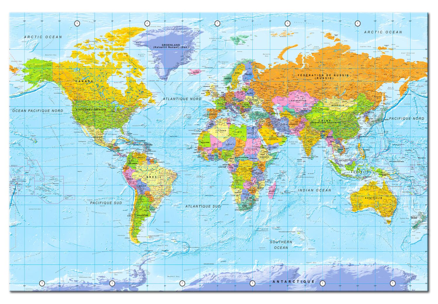Canvas World Map: Orbis Terrarum (FR) (1-piece) - Map in French
