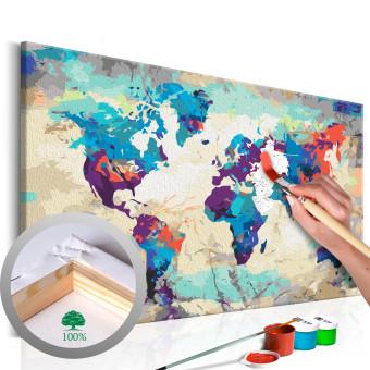 Paint by Number Kit World Map (Blue & Red)