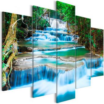 Canvas Waterfall in Kanchanaburi (5 Parts) Wide
