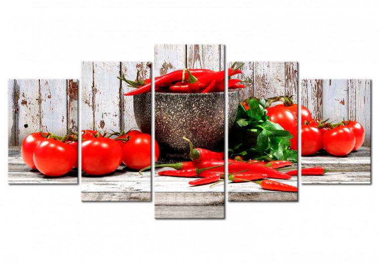 Canvas Print Red Vegetables (5 Parts) Wood Wide