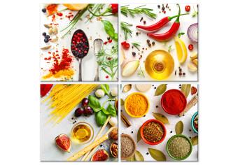 Canvas Spices of the World (4-part) - Still Life of Colorful Condiments