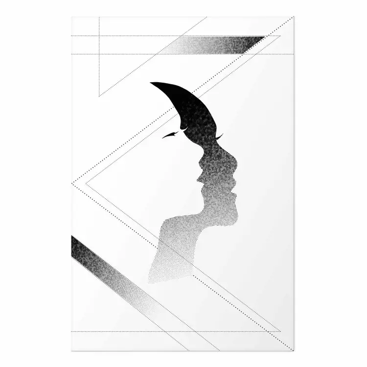 Woman's Shadow - geometric abstraction with a black and white woman's face