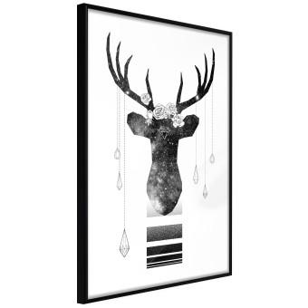Abstract Antlers - black and white abstract composition with a deer