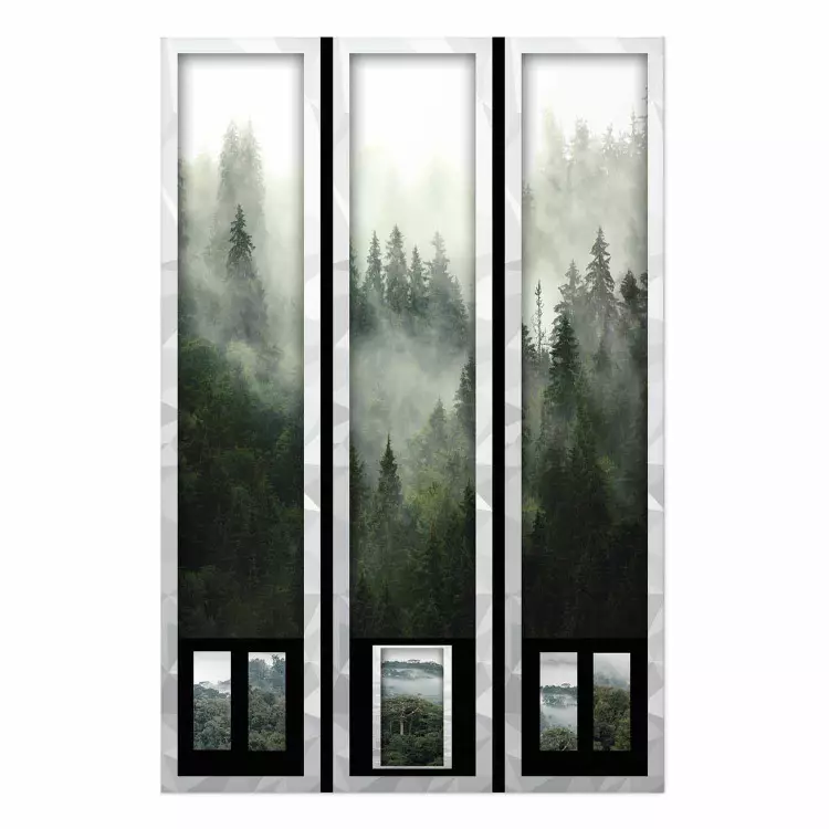 Poster Memory cards - landscape of dense forest in the mist in several frames