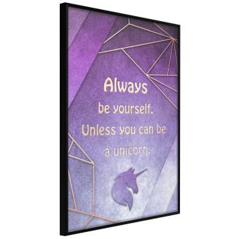 Be Yourself - geometric purple composition with English text