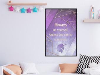 Gallery wall Be Yourself - geometric purple composition with English text