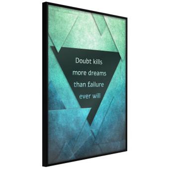 Believe in Dreams - motivational English quote on a background of triangles