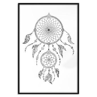 Gallery wall Dreamcatcher - black and white simple composition with a tribal amulet
