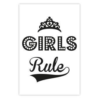 Poster Girls Rule - black and white composition with decorative English texts