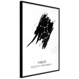 Zodiac signs: Virgo - star constellation and texts on a uniform background