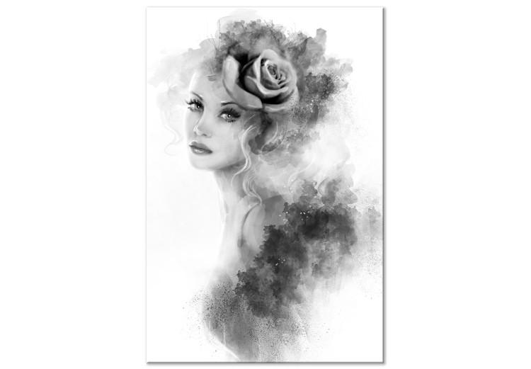 Rose in Hair (1-part) - Portrait of Woman in Watercolors