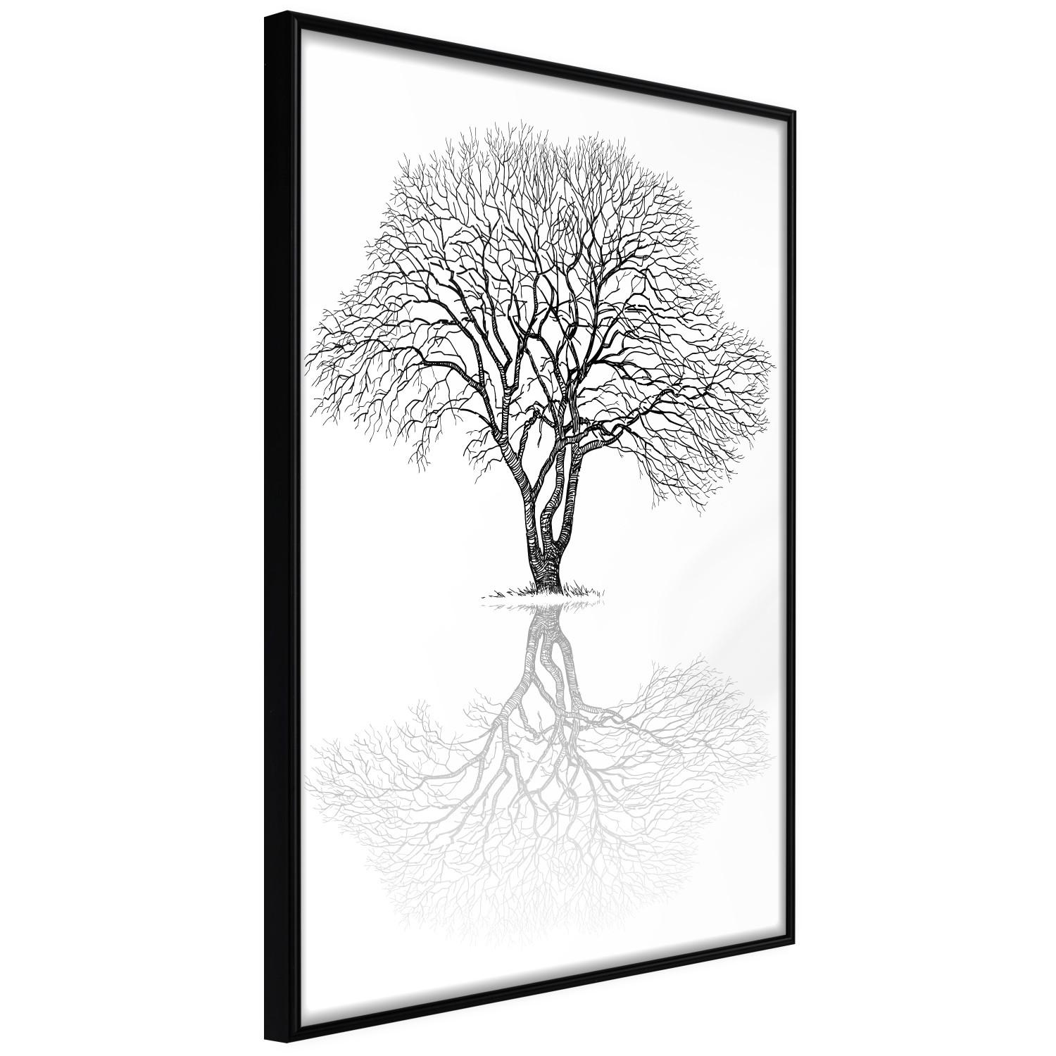 Gallery wall Tree reflection - black and white simple composition with a plant motif