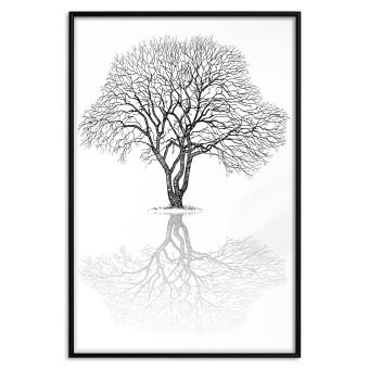 Gallery wall Tree reflection - black and white simple composition with a plant motif