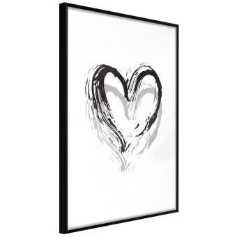 Painted heart - simple black and white composition with a love symbol