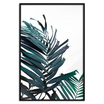 Gallery wall Emerald leaves - white background and tropical palm in green