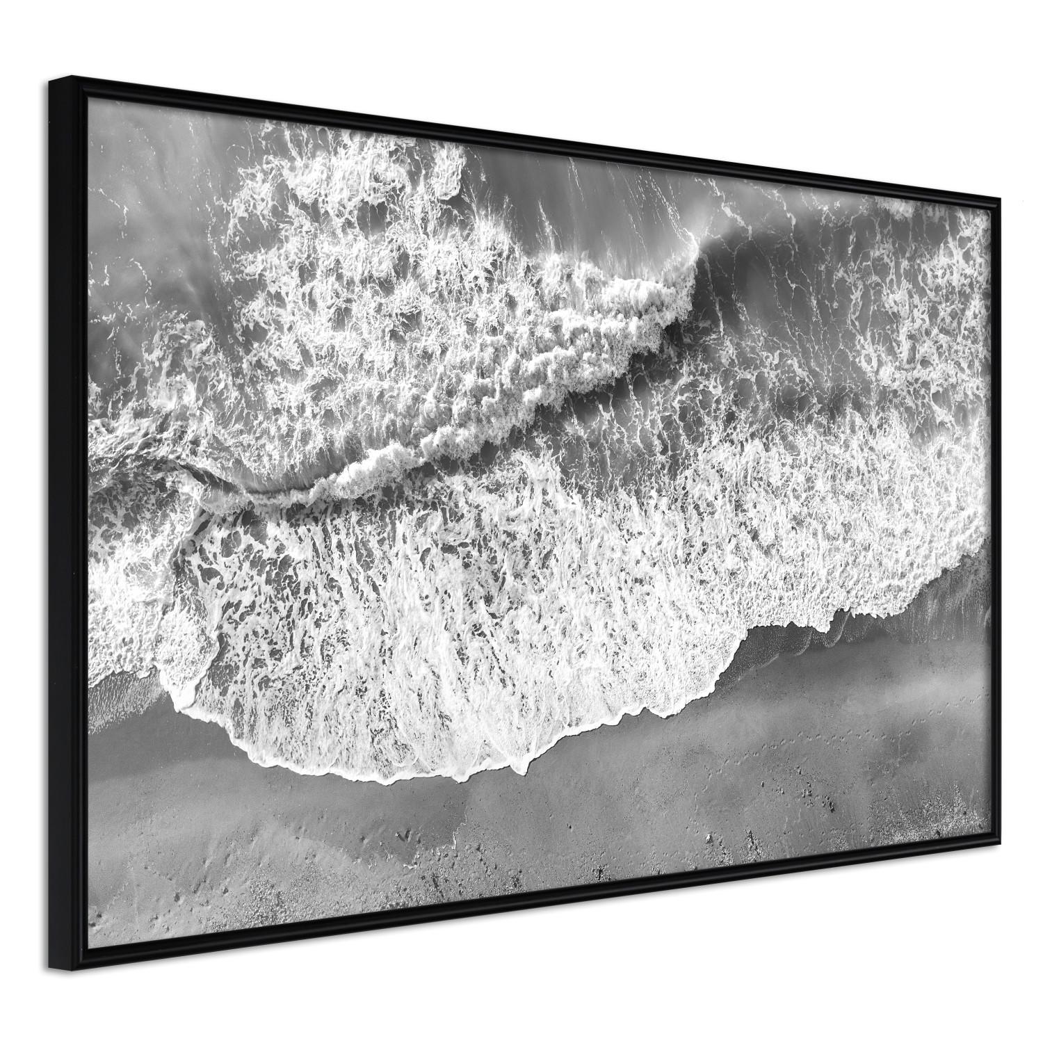 Gallery wall Tide - black and white beach and sea landscape seen from a bird's eye view