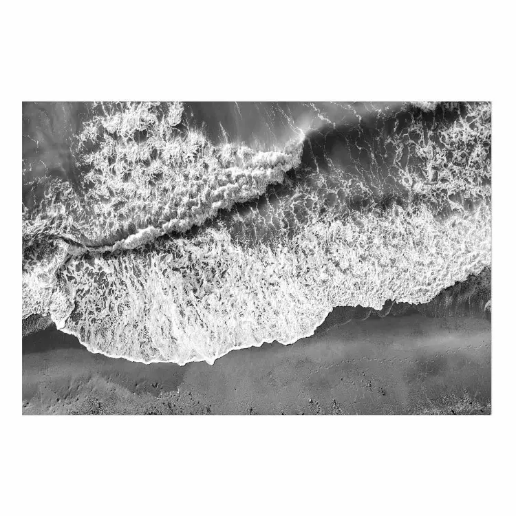 Tide - black and white beach and sea landscape seen from a bird's eye view