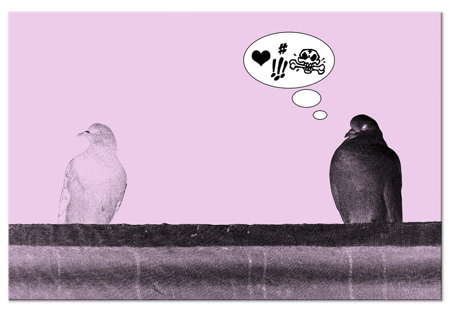 Canvas Bird's Message (1-part) - Animal Dialogue in Banksy's Style