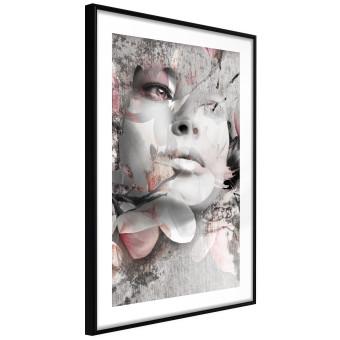 Gallery wall Thoughtful Woman - abstraction with a woman's face and pink flowers