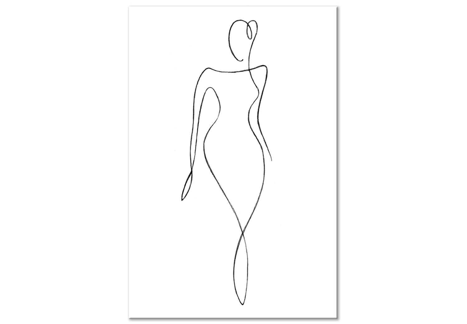 Canvas Shape of a Woman's Silhouette (1-part) - Black and White Outline of a Figure