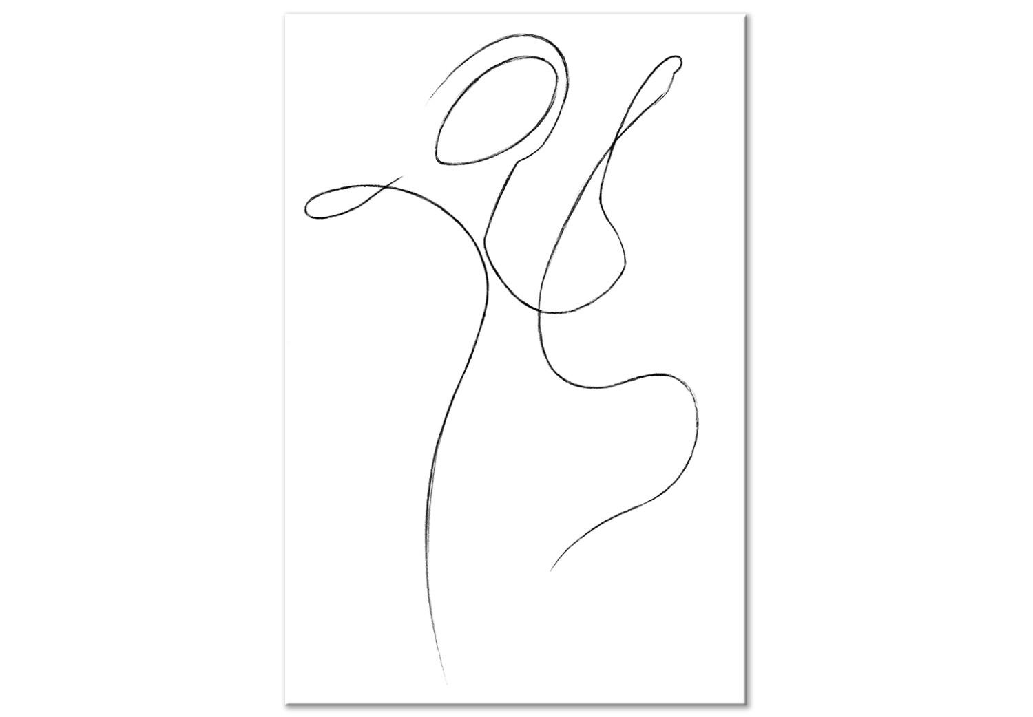 Canvas Expression of Lines (1-part) - Silhouette Shape on Black and White Background