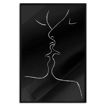 Gallery wall Gentle Kiss - romantic black and white line art with lovers