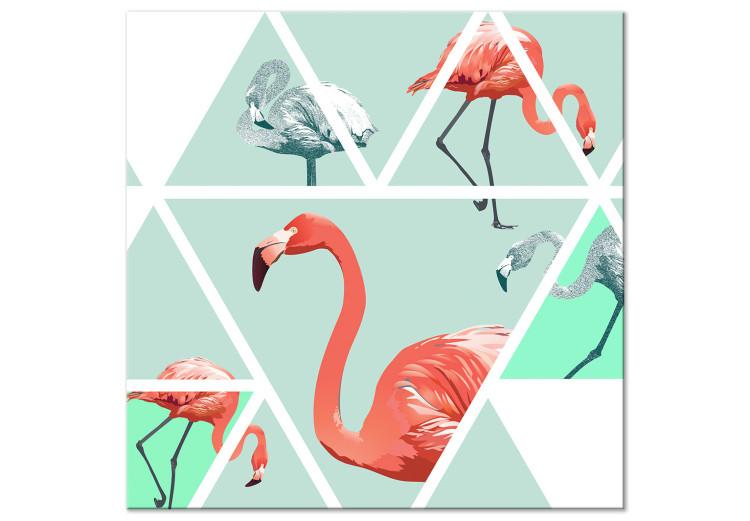 Canvas Print Birds in Pastel Hue (1-part) - Colorful Flamingos in Figures