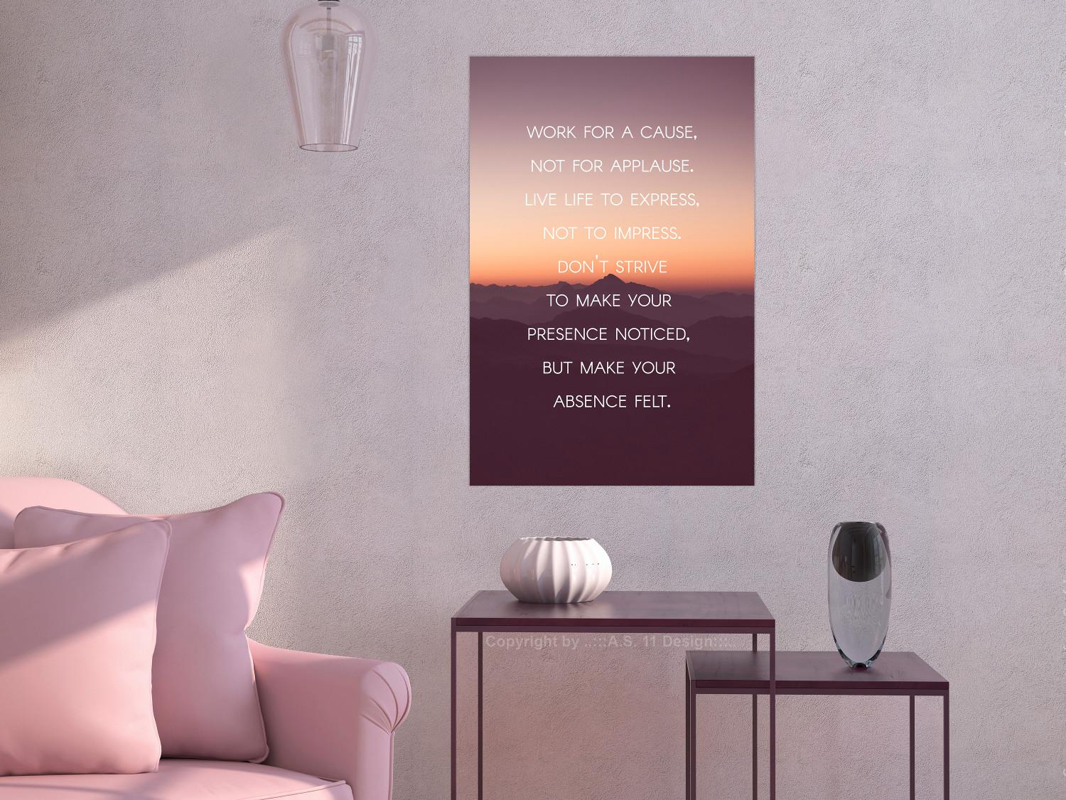 Poster Make your absence felt - motivational texts against a sunset background