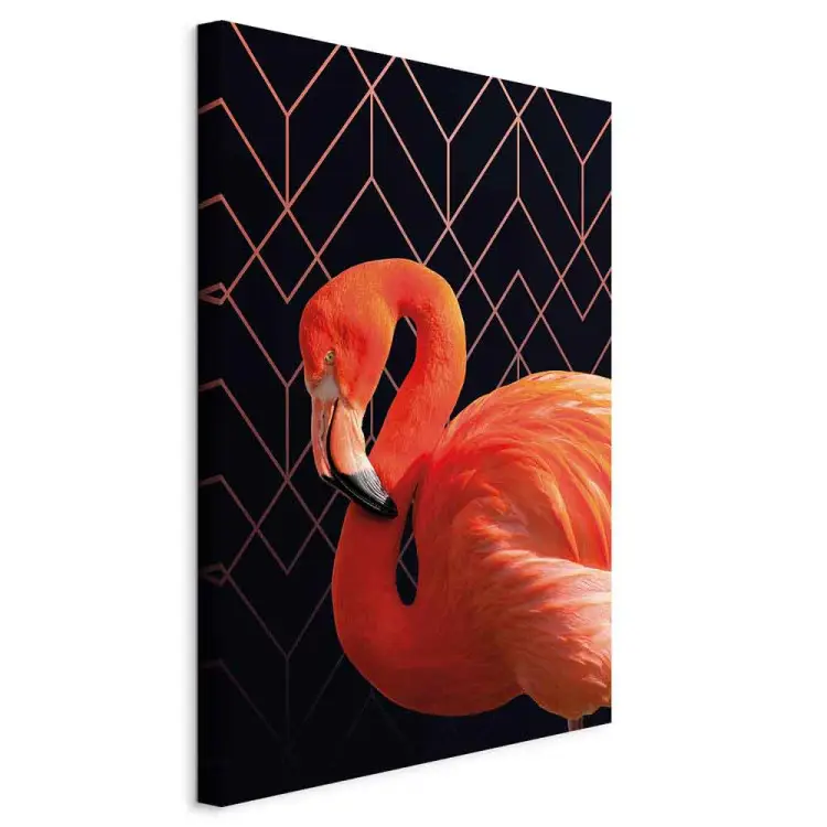 Expressive Bird - Flamingo Against Geometric Figures