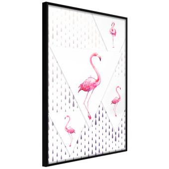 Flamingo Family - geometric composition with pink birds and triangles