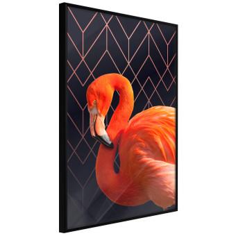 Flamingo Solo - composition with an orange bird on a geometric background