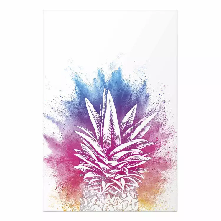 Colorful Pineapple - composition with a tropical fruit on an explosion of colors background