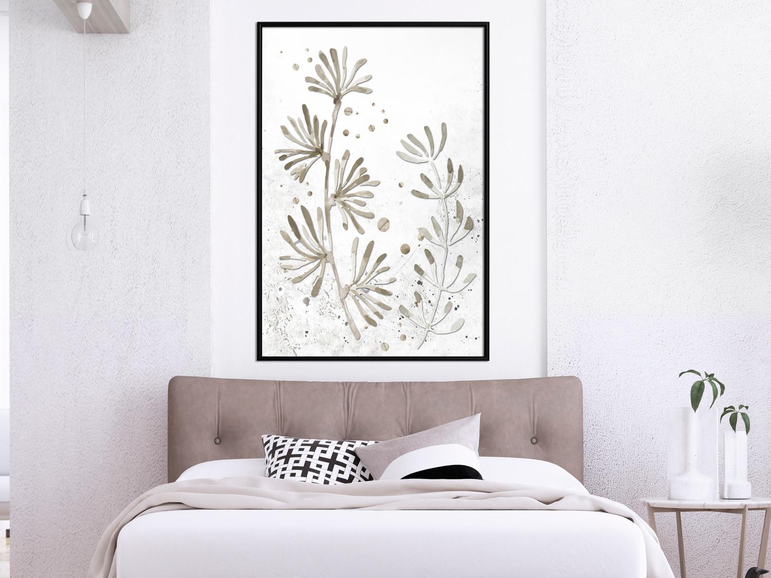 Gallery wall Curved Branches - delicate leaves on a background with muted colors