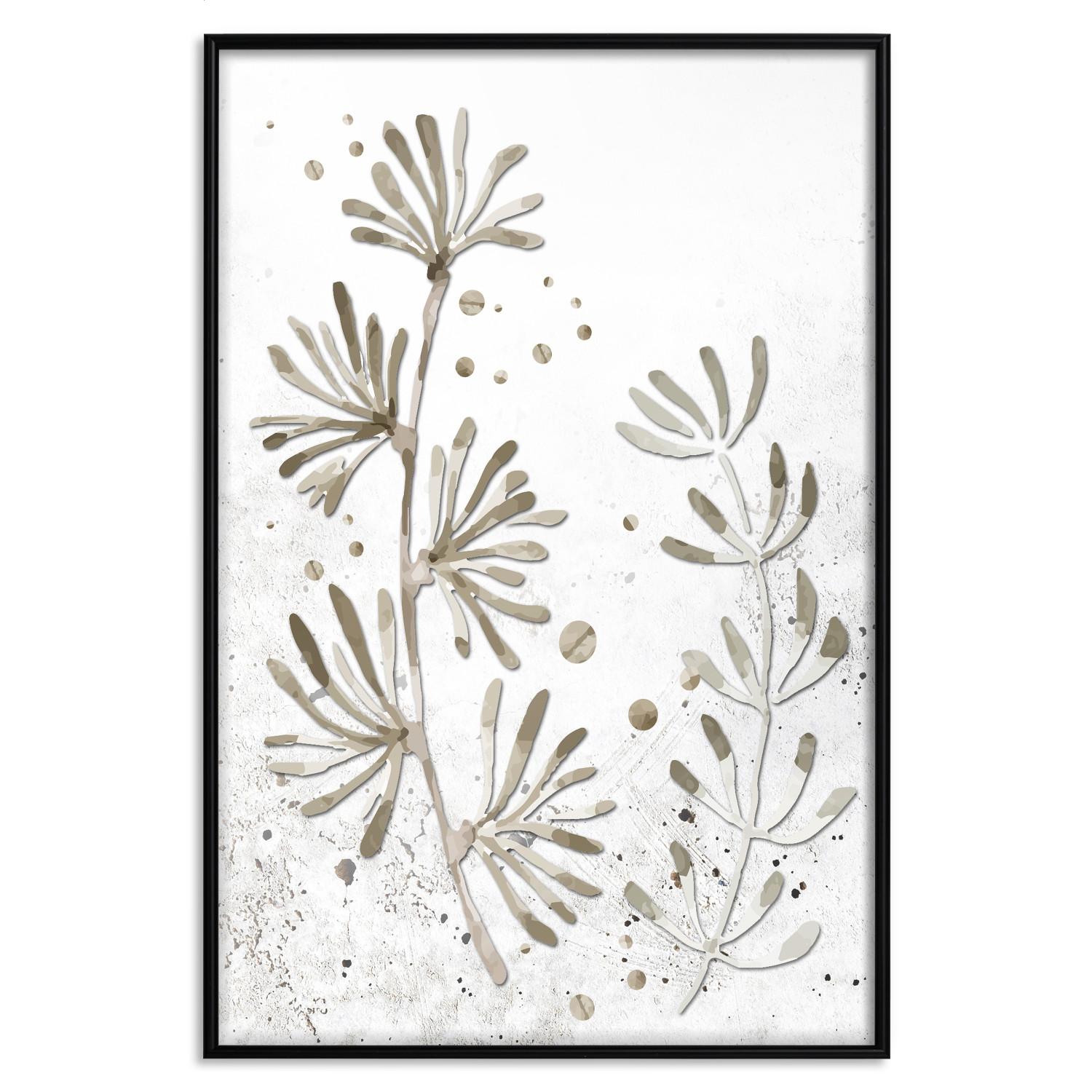 Gallery wall Curved Branches - delicate leaves on a background with muted colors