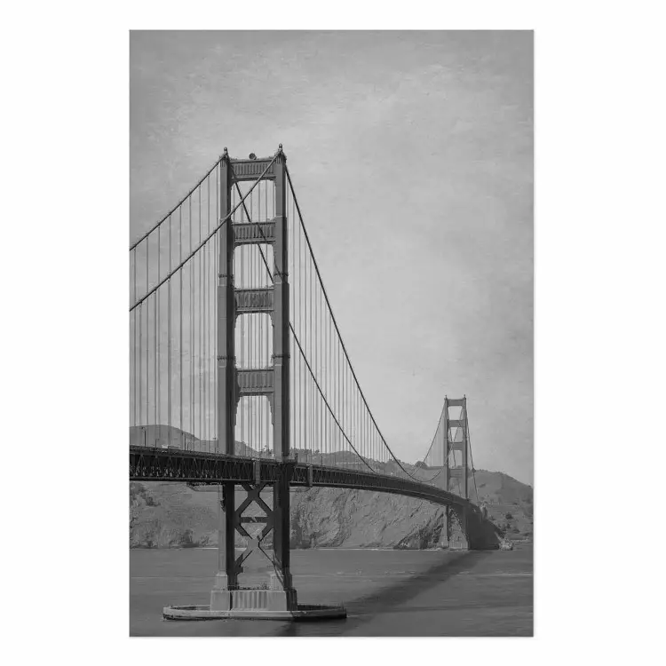 Poster Long Bridge - black and white architectural landscape with sea and sky in the background