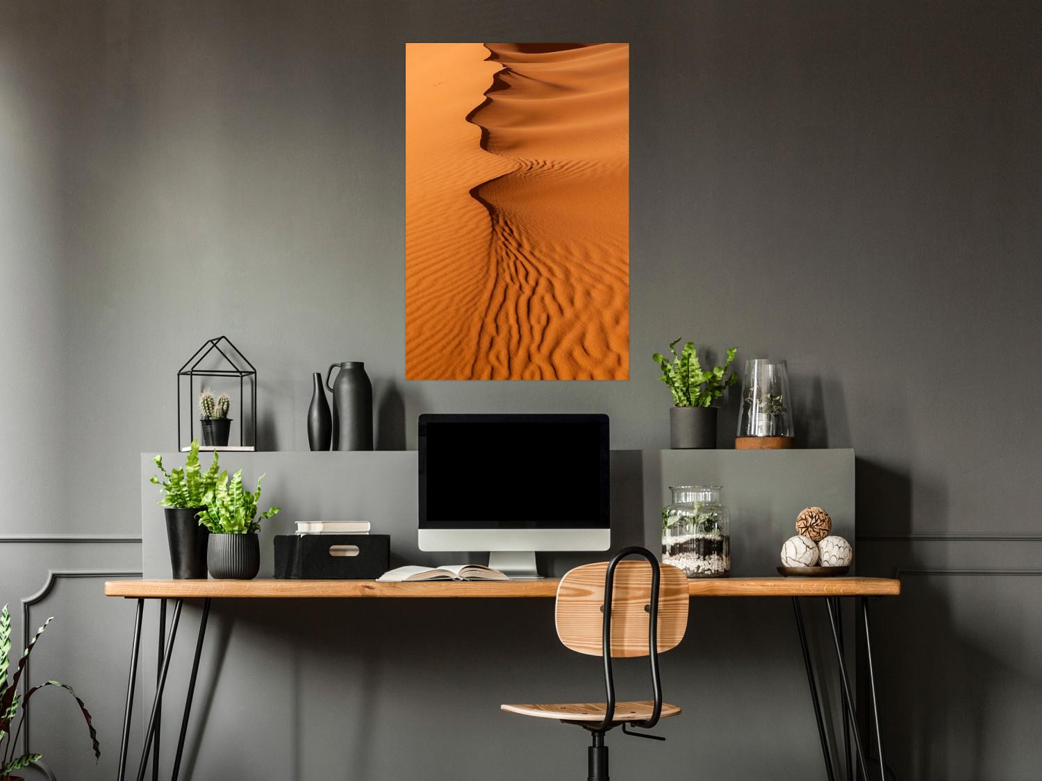 Poster Sandy Shapes - orange-brown desert landscape in Morocco