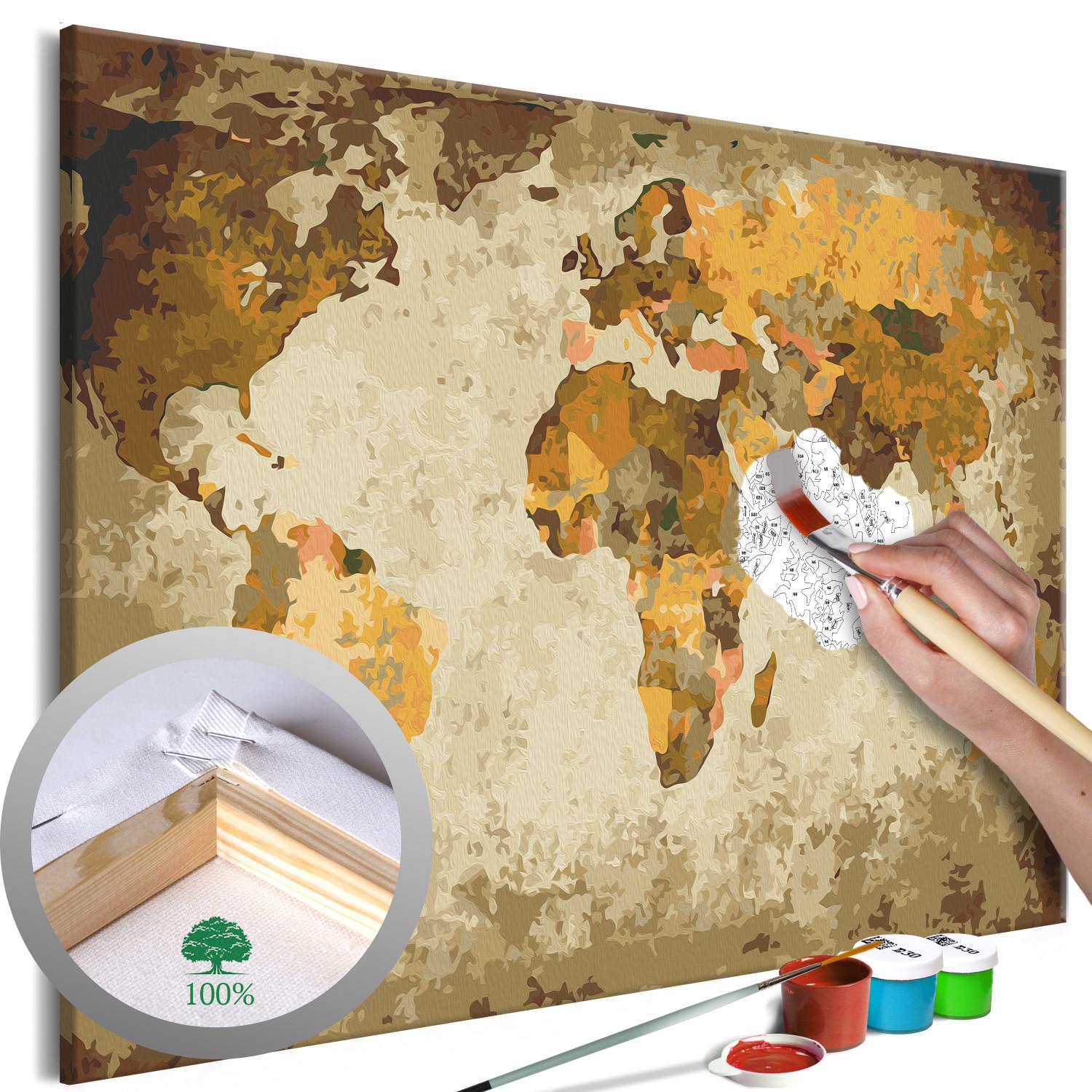 Paint by Number Kit Brown World Map
