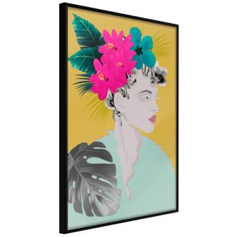Flowers in Hair - colorful abstraction with a woman's portrait and leaves