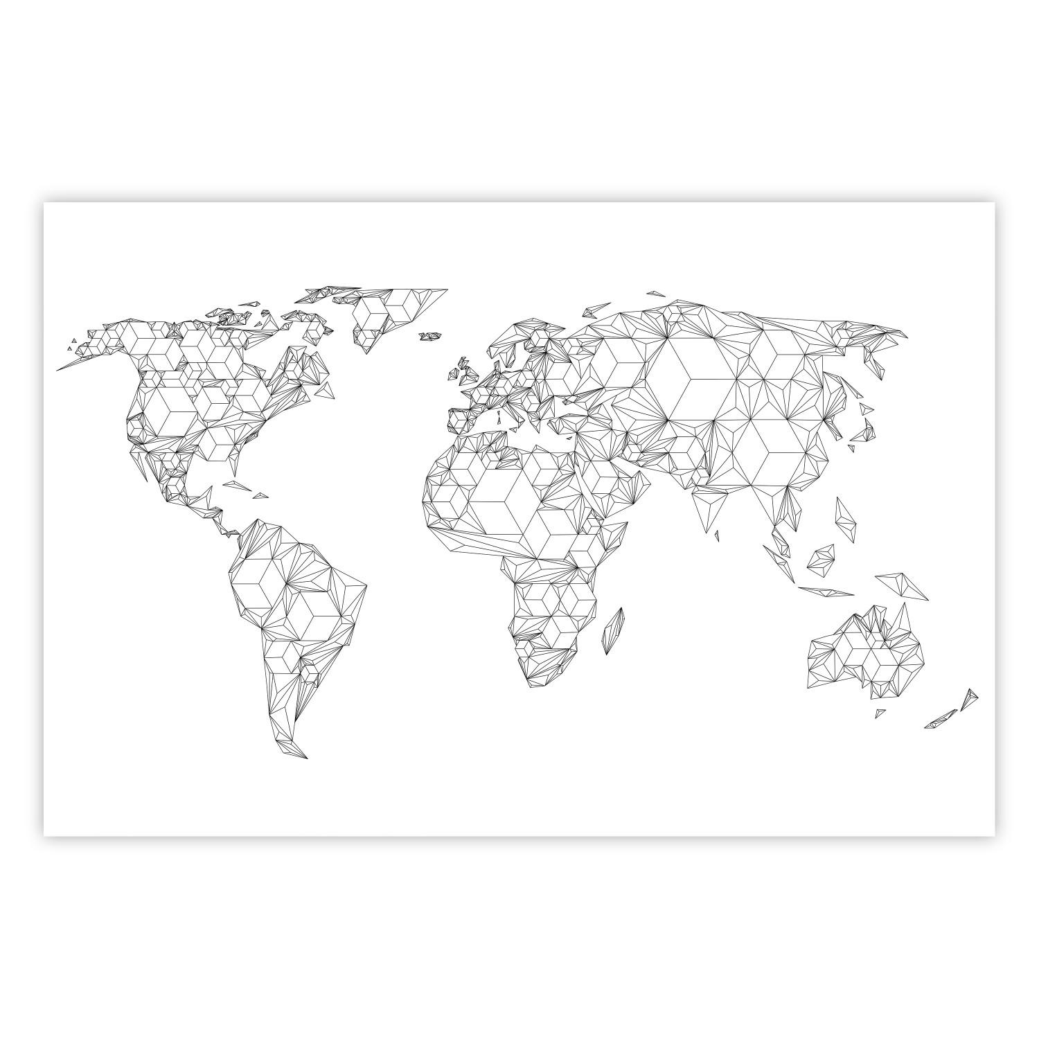 Poster Geometric World Map - continents made up of geometric figures
