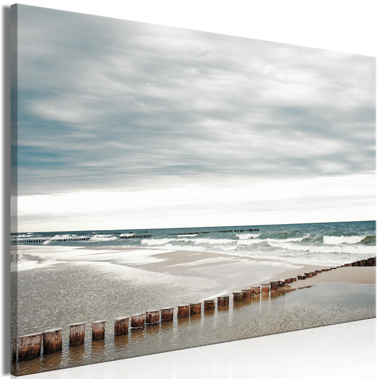 Canvas Stroll on the Seaside Beach (1-part) - Maritime Landscape of Water
