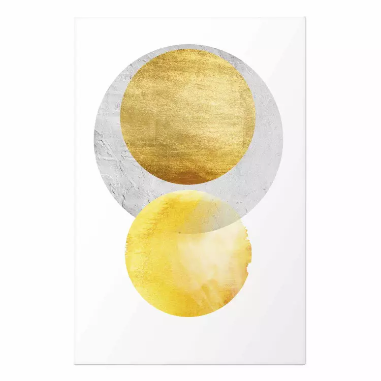 Poster Lost Balls - simple geometric abstraction in gold and gray circles