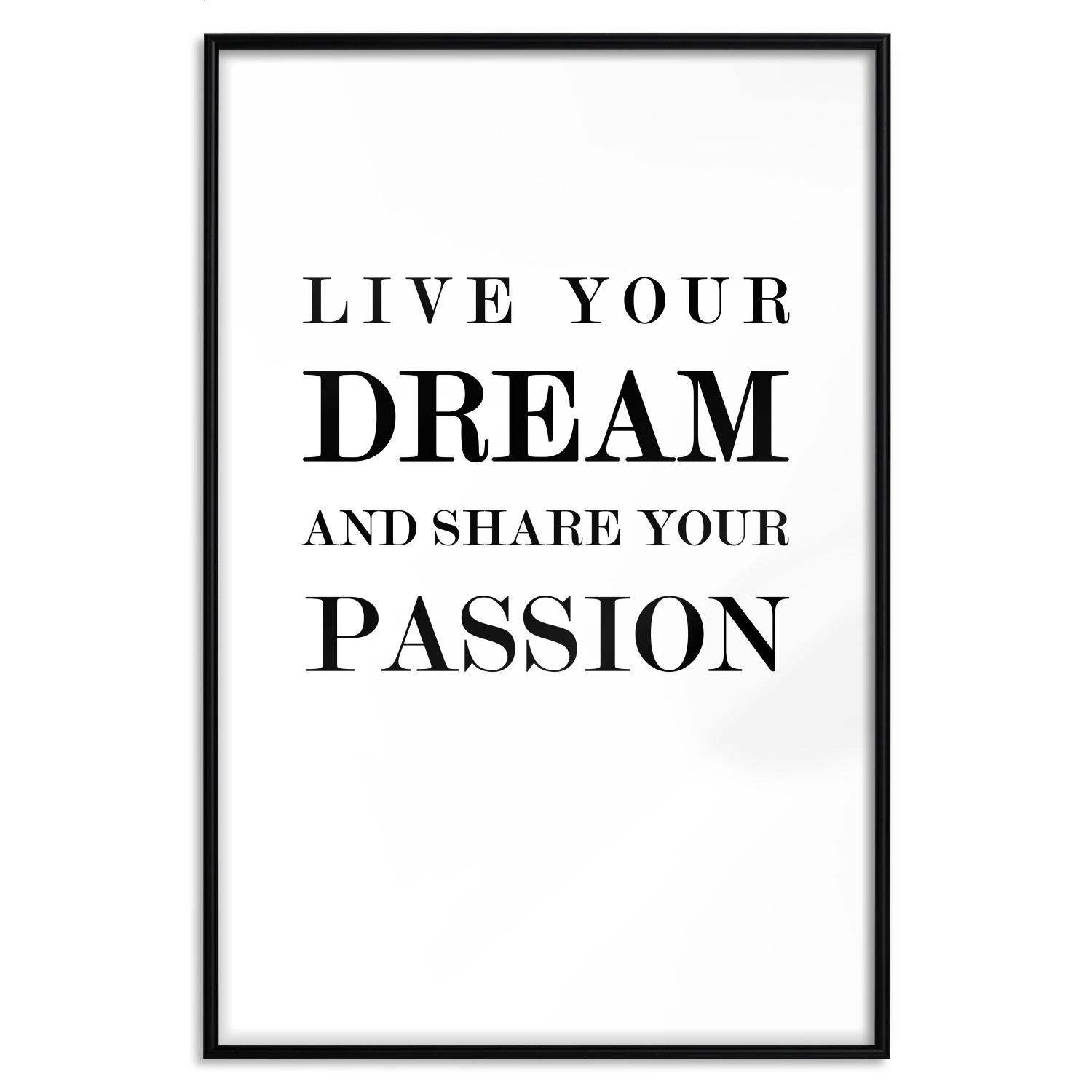 Gallery wall Live your dream and share your passion - black and white pattern with texts