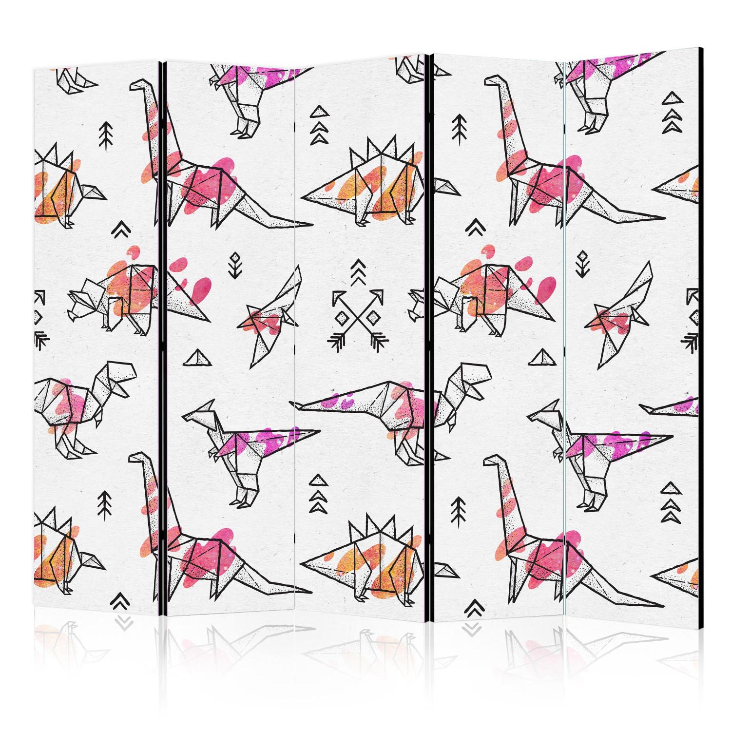 Room Divider Origami Dinosaurs II - fanciful animals with colorful filling