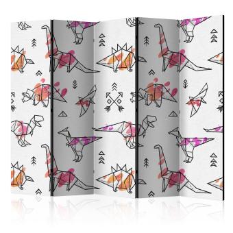 Room Divider Origami Dinosaurs II - fanciful animals with colorful filling