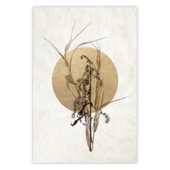 Gallery wall Field Bouquet - beige Japanese-style composition with a circle and plant