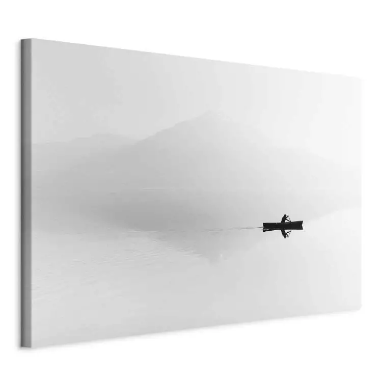 Outline of Mountains in Mist (1-part) - Boat Against White Landscape